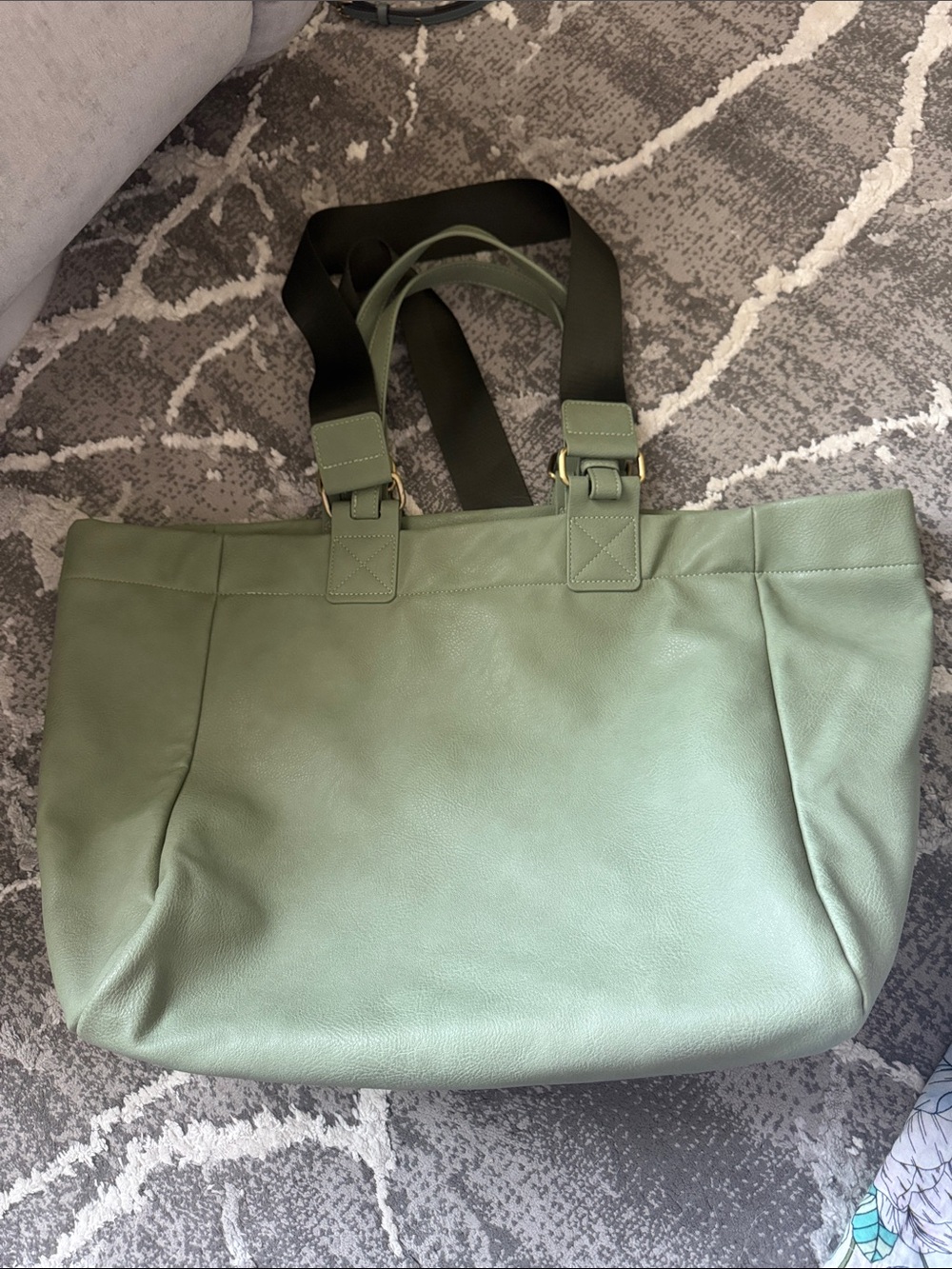 New Free people Green vegan Leather Tote Bag extra large